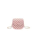 Bolso bandolera rosa con estampado de monogramas y elegante cadena dorada - Rosa