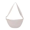 Bolso bandolera de nailon beige minimalista con correa ancha ajustable para mujer - Blanco