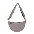 Bolso bandolera chic de media luna en nailon gris para mujer con correa ajustable - Gris