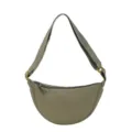 Bolso bandolera de nailon verde oliva con forma de media luna y correa ajustable - Verde