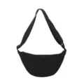 Bolso bandolera minimalista de nailon negro en forma de media luna con correa ajustable - Negro