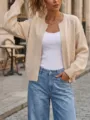 Donna cardigan in maglia beige casual aperto sul davanti a maniche lunghe moda stile - Taglia S / Albicocca