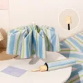 Premium compact automatic umbrella featuring blue and green stripes for sun and rain protection - 8 Ribs Manual Open