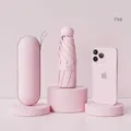 Compact coral pink capsule umbrella with 6-rib structure and case - 6 Ribs with Gift Box / Coral Pink