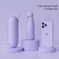 Ombrello a capsula color lavanda compatto con struttura a 6 stecche e custodia - 6 Stecche con Confezione Regalo / Viola Lavanda