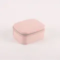Portable mini square jewelry box in soft pink with zipper closure for travel - 9*7.5*4.5cm / Pink