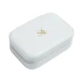 High quality portable white leather jewelry travel organizer box with elegant gold logo - White