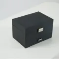 Premium black 3-layer PU leather jewelry box with a large capacity and metal clasp - Black