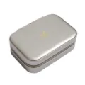 Large silver travel jewelry storage box with zipper for earrings studs and rings - Champagne