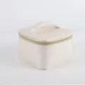 Portable pebbled leather jewelry box for rings and necklaces with gold zipper - Ivory