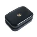 Large black glossy jewelry storage organizer box with zipper for earrings and rings - Bright Black