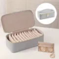 Light blue 12-piece portable travel jewelry organizer box with pouches - 12pcs Set / Gray