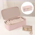 Portable pink 12-piece jewelry organizer case with travel storage pouches for earrings - 12pcs Set / Pink