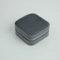 Square charcoal grey velvet jewelry box with golden zipper for ring and earring storage - Square / Gray