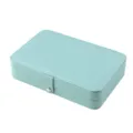 Elegant light blue jewelry storage box with a secure silver metal snap button closure - Tiffany Green