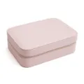 Portable light pink jewelry organizer box with zipper closure for rings and earrings - Pink