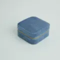 Blue square velvet jewelry box with zipper for earrings and rings storage. - Square / Light Blue