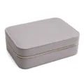 Elegant grey portable jewelry organizer box with zipper closure and PU leather finish - Gray