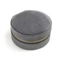 Round grey velvet jewelry box with secure zipper closure for rings - Round / Gray