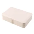 Minimalist cream leather jewelry box with secure button closure for earrings storage - Off White