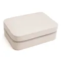 Portable faux leather jewelry box in light pink with zipper closure for storage. - Off White