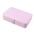 Compact pink faux leather jewelry box with secure snap button closure for SKU variant - Pink