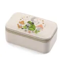 Linen jewelry box with cute frog and mushroom embroidery for rings and earrings - 13.8*8.5*5.6cm / Frog And Moon