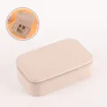 Exquisite pale pink PU leather travel jewelry box for rings and necklace storage - Apricot