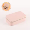 Exquisite pink PU leather travel jewelry organizer box with zipper closure for rings - Pink