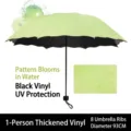 Parapluie pliant vert clair avec 8 baleines et revêtement UV pour bloquer la chaleur - Vert Automne (Fleur Magique-8 Baleines-Colle Noire)