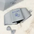 Ombrello automatico grigio piegato con simpatico cane DOU DOU su tappeto di pelliccia - Automatico / Grigio