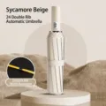 Automatic three-fold umbrella in sycamore beige with 24 double-rib windproof structure - Sycamore Beige