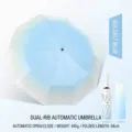 High-grade sea salt blue gradient automatic umbrella with sun protection and 20 ribs - 12-Rib Double Frame Automatic / Sea Salt Blue