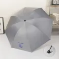 Ombrello pieghevole automatico grigio con cane dei cartoni animati blu e stampa Dou Dou - Modello Manuale / Grigio