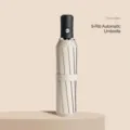 Ombrello pieghevole automatico color beige Rice Coffee con 8 stecche rinforzate - Automatico / Otto Stecche / Beige Sicomoro