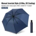 Ombrello manuale blu navy a 3 pieghe con rivestimento anti-UV e diametro di 98 cm - Manuale 3 Pieghe (8 Stecche) / Blu navy