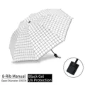 Parapluie à carreaux blancs avec revêtement en colle noire, manuel, diamètre de 100 cm - 8骨手开格子-白色