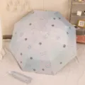 Ombrello gatto blu sfumato fresco stile Ins ombrello pieghevole sole pioggia uso. - Ombrello Automatico a Tre Pieghe / Sfumatura blu