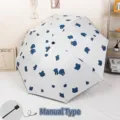 Handmatige zon- en regenparaplu met schattige blauwe beerpatronen op wit scherm - Handmatige Stijl (Wolkkonijn) / Blauw