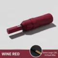 Automatischer weinroter Faltschirm mit robuster, windfester 24-Speichen-Doppelrippenkonstruktion - Vergrößert 12K-Verstärkte Rippen / Burgunderrot