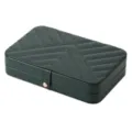 Dark green quilted jewelry organizer box with elegant chevron pattern and metal snap. - 21*14*4.5cm / Dark Green