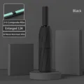 Luxe zwarte 12K automatische tri-fold paraplu met 60 windbestendige baleinen voor heren - 96 Baleinen Volledig Automatische Versterkte Stijl / Klassiek Zwart