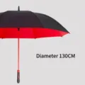 Grote 130 cm dubbellaagse golfparaplu met rode binnenkant voor 3-4 personen - Buitenkant Zwart Binnenkant Rood
