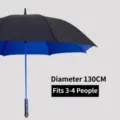 Extra grote dubbellaagse golfparaplu met 130 cm diameter en een blauwe binnenkant luxe - Zwart met Blauwe Binnenkant