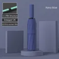 Grote marineblauwe automatische paraplu met 60 versterkte windbestendige ribben - 96 Baleinen Volledig Automatische Versterkte Stijl / Marineblauw