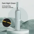 Dark Night Green 24-rib automatic windproof 3-fold umbrella with UV protection coating - Night Green