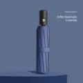 Dunkelblauer automatischer Regenschirm mit 8 Rippen, gefalteter Zustand für Sonne. - Automatisch / Acht Rippen / Marineblau