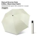 Ombrello pieghevole anti-UV minimalista bianco ombra di luna con rivestimento nero - Manuale 3 Pieghe (8 Stecche) / Beige Sicomoro
