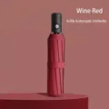 Automatischer weinroter Regenschirm mit 8 Rippen, verstärkt für Sonne und Regen - Automatisch / Acht Rippen / Burgunderrot