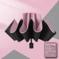 Rosa umgekehrter Regenschirm mit UV-Schutz, 98 cm Durchmesser manueller Sonnenschutz. - Manuelles Modell / Acht Rippen / Rosa